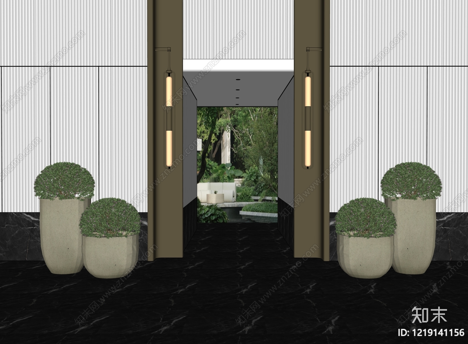 现代极简花钵花器SU模型下载【ID:1219141156】