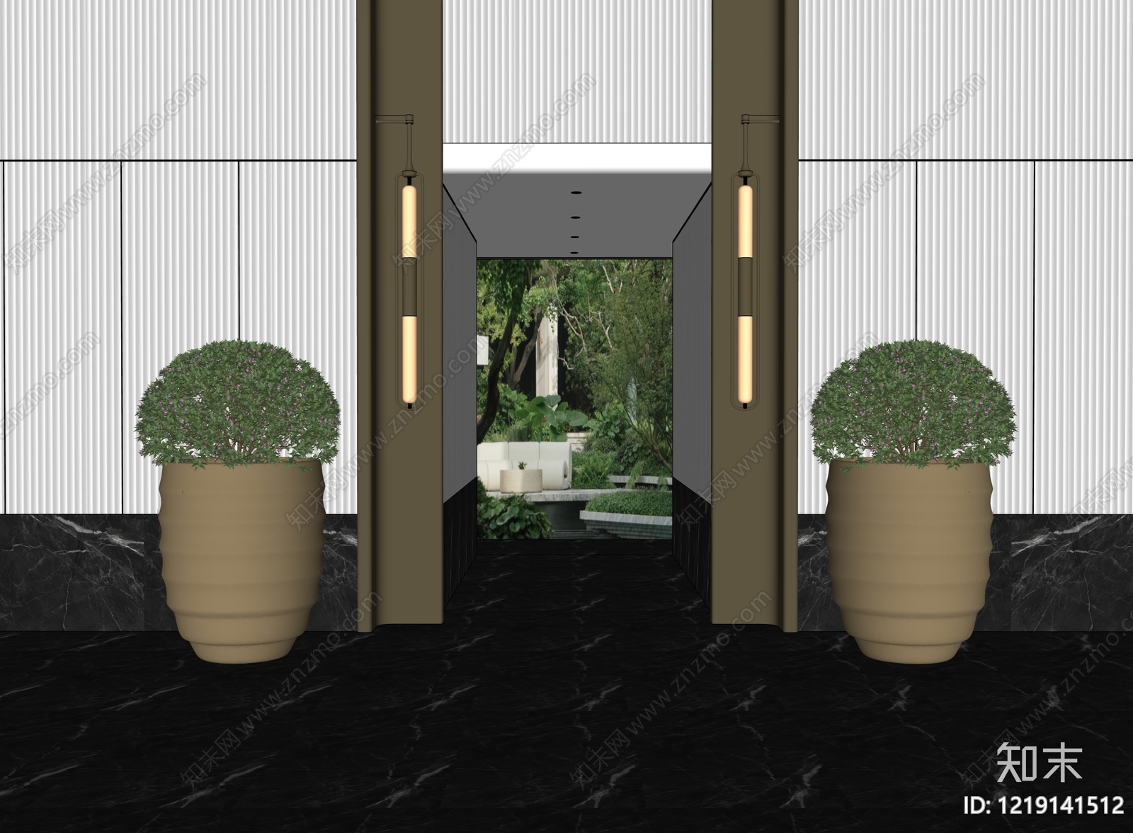 现代简约花钵花器SU模型下载【ID:1219141512】