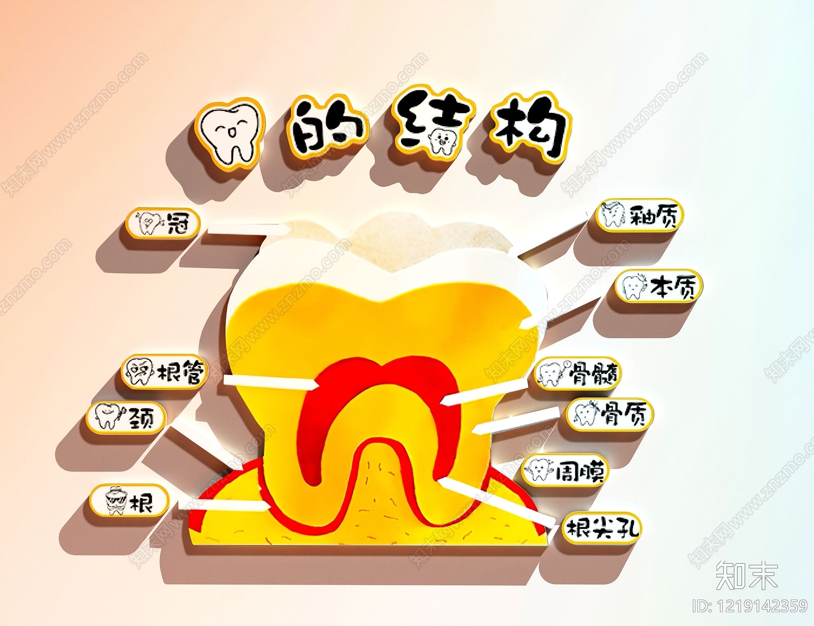 卡通扁平化医院3D模型渲染效果图