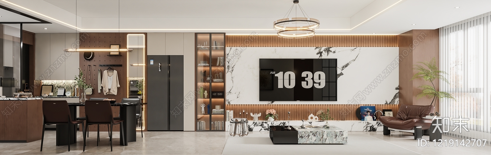 现代简约家居客厅3D模型下载【ID:1219142707】