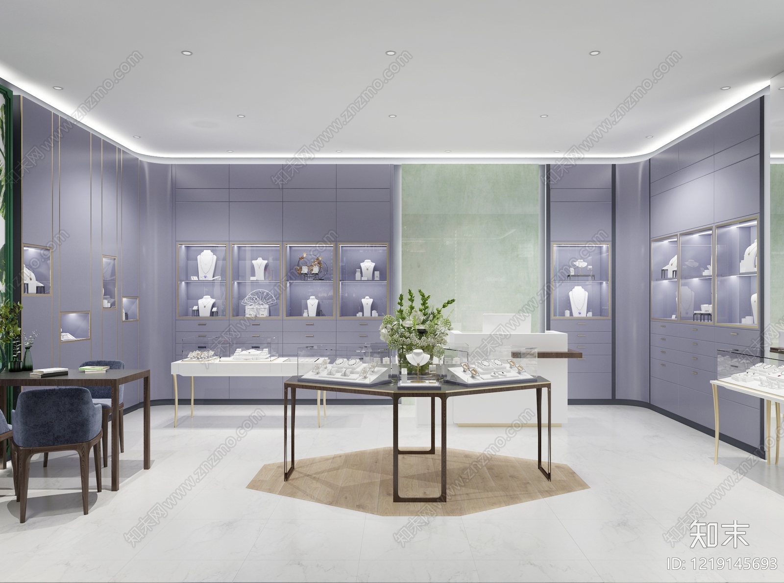 现代轻奢珠宝店3D模型渲染效果图