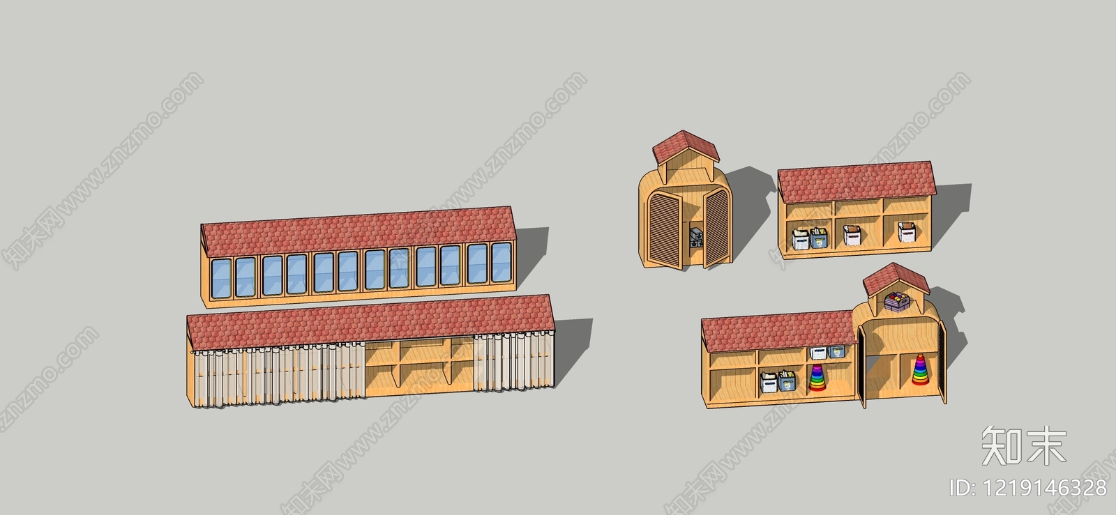 日式储物柜SU模型下载【ID:1219146328】