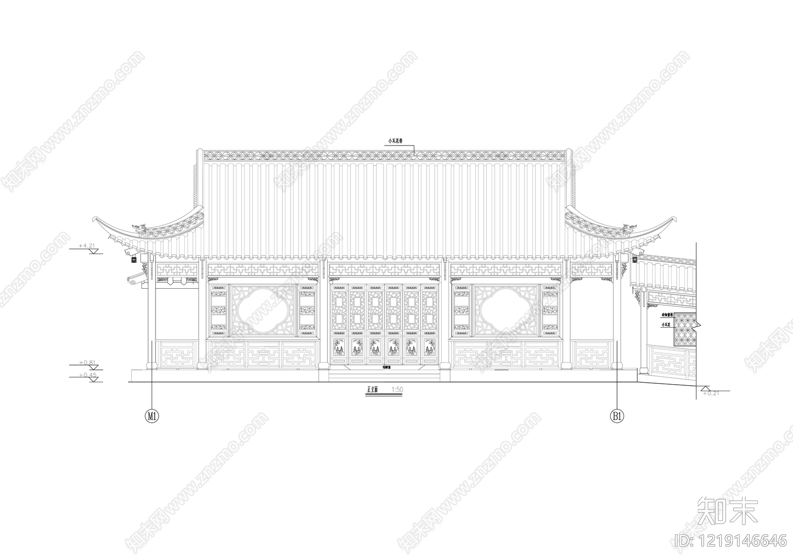 仿古建筑cad施工图下载【ID:1219146646】