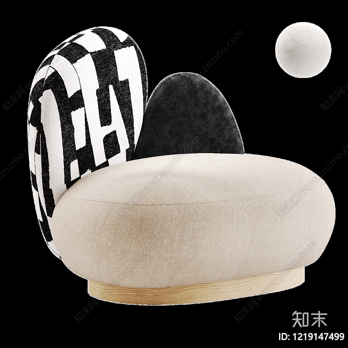 现代简约单人沙发3D模型下载【ID:1219147499】