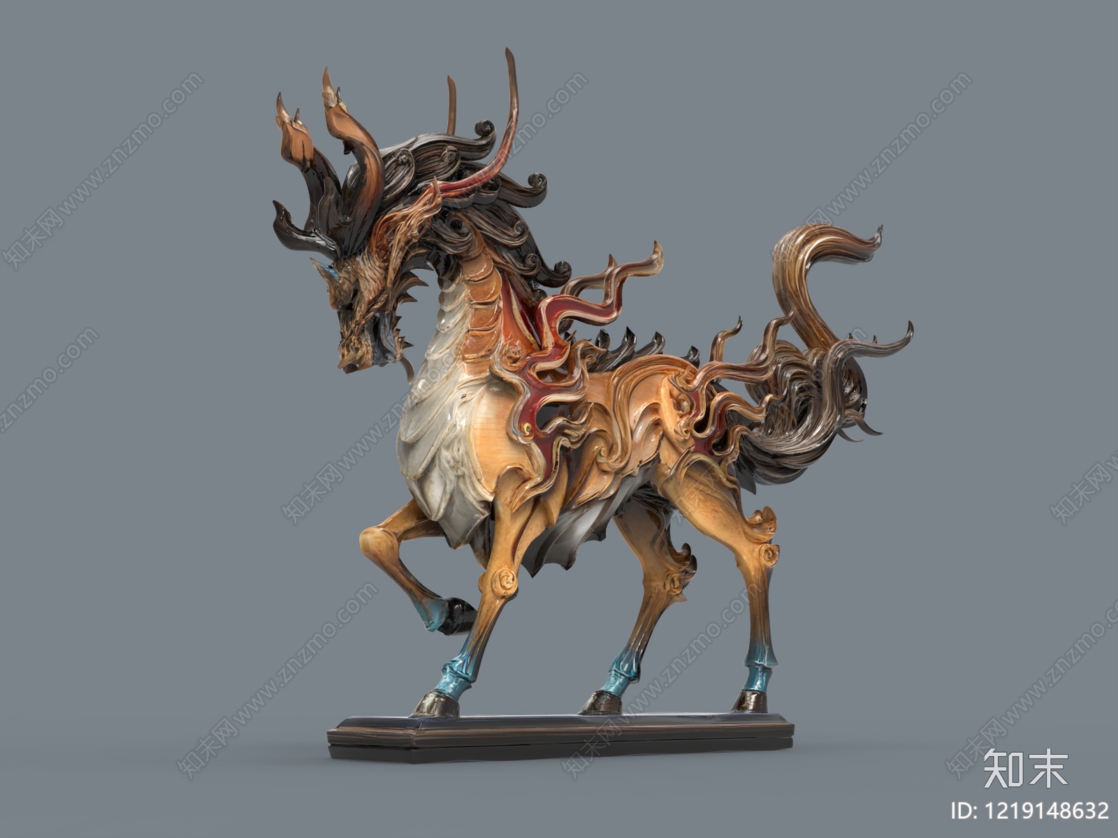 新中式雕塑摆件3D模型下载【ID:1219148632】
