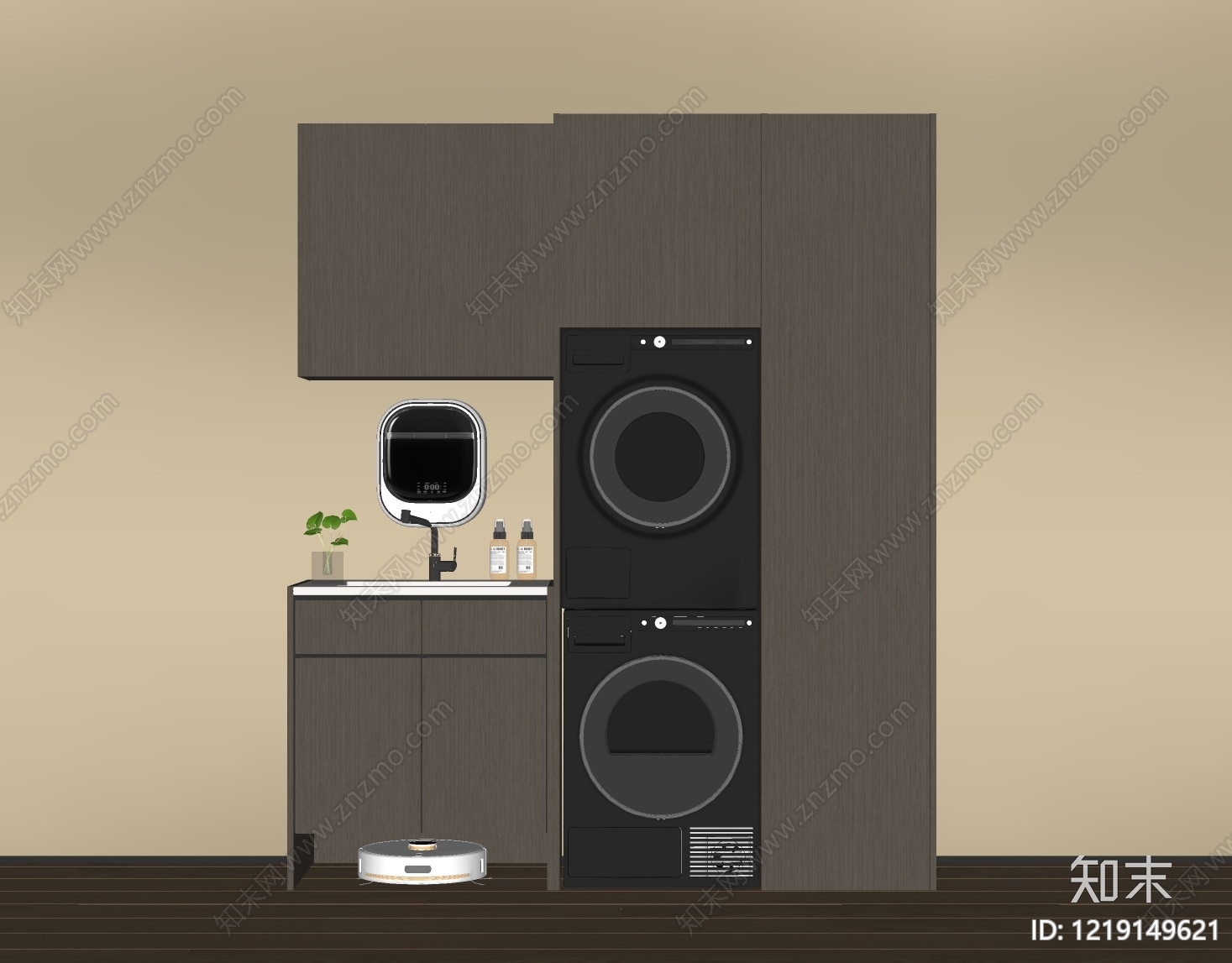 现代简约洗衣机柜SU模型下载【ID:1219149621】
