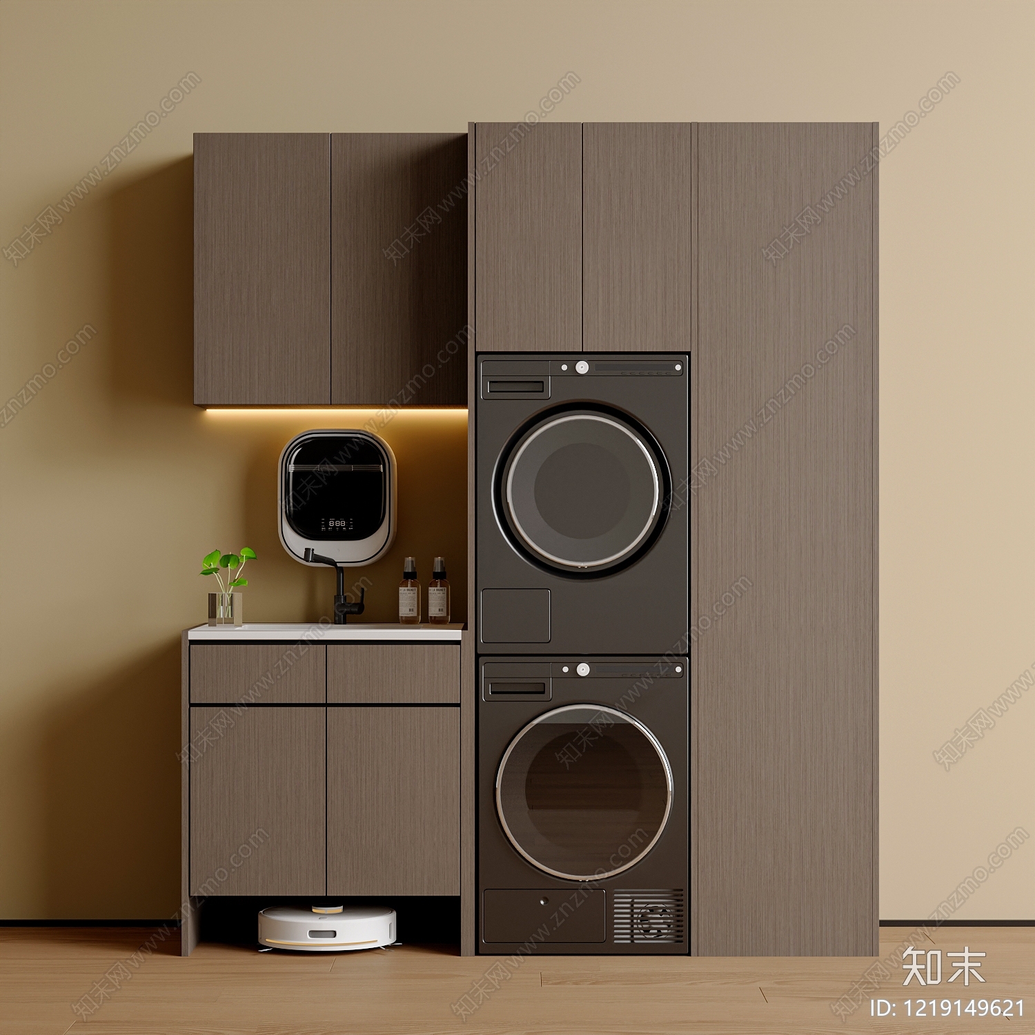 现代简约洗衣机柜SU模型下载【ID:1219149621】