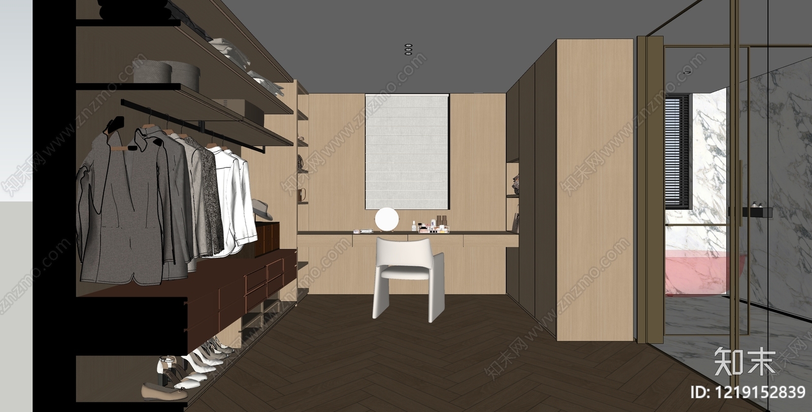 现代简约衣帽间SU模型下载【ID:1219152839】