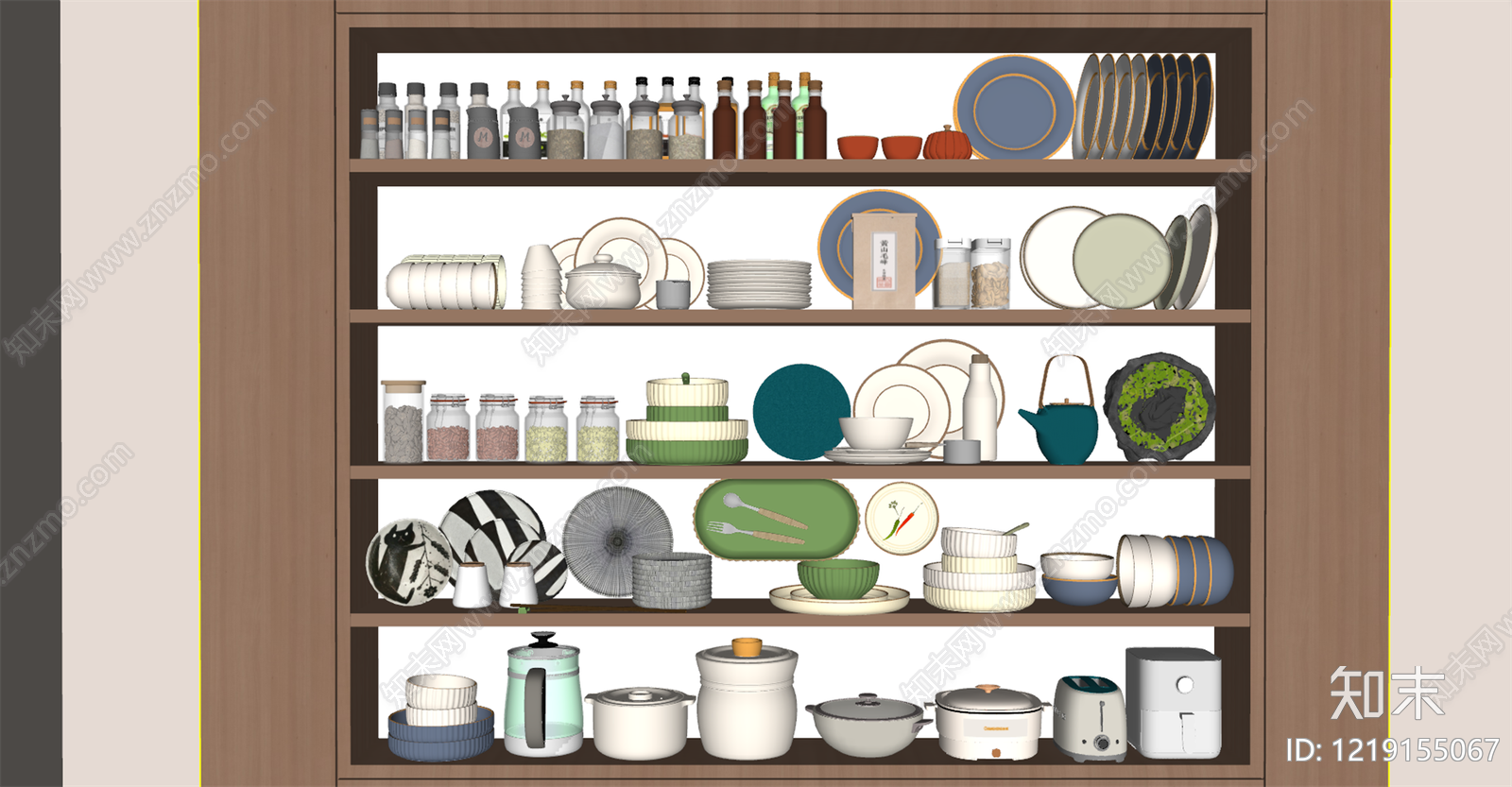 日式厨房用品组合SU模型下载【ID:1219155067】