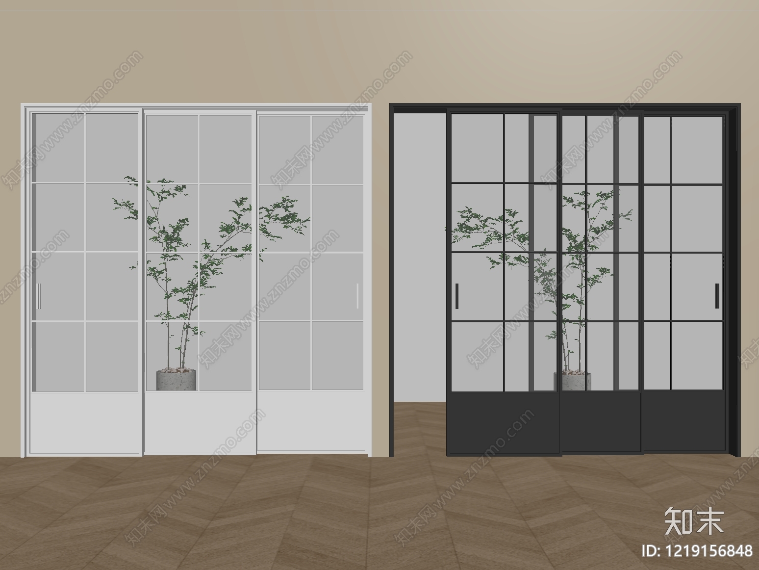 现代简约推拉门SU模型下载【ID:1219156848】