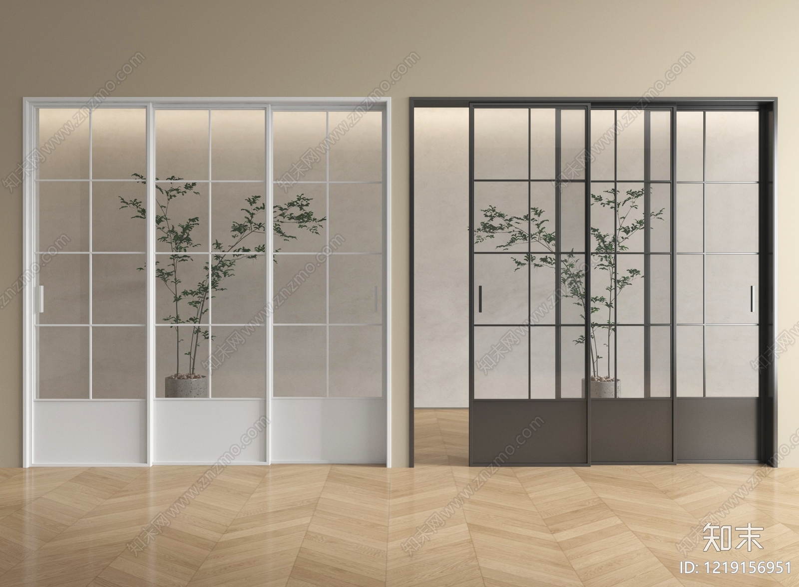 现代简约推拉门3D模型下载【ID:1219156951】