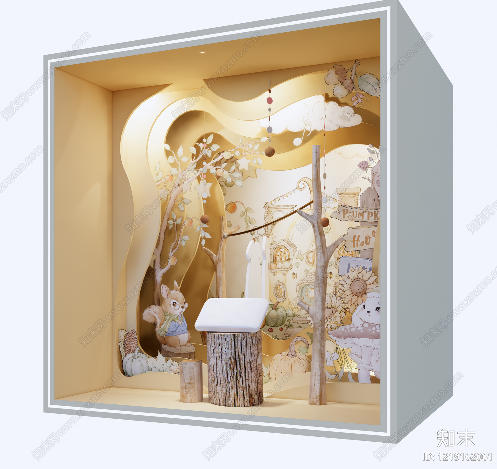 奶油风橱窗SU模型下载【ID:1219162061】
