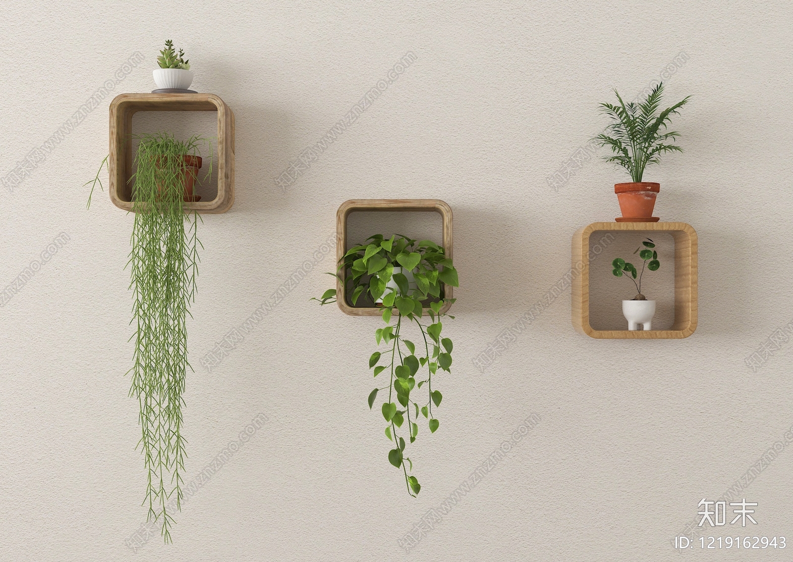 北欧绿植摆件3D模型渲染效果图