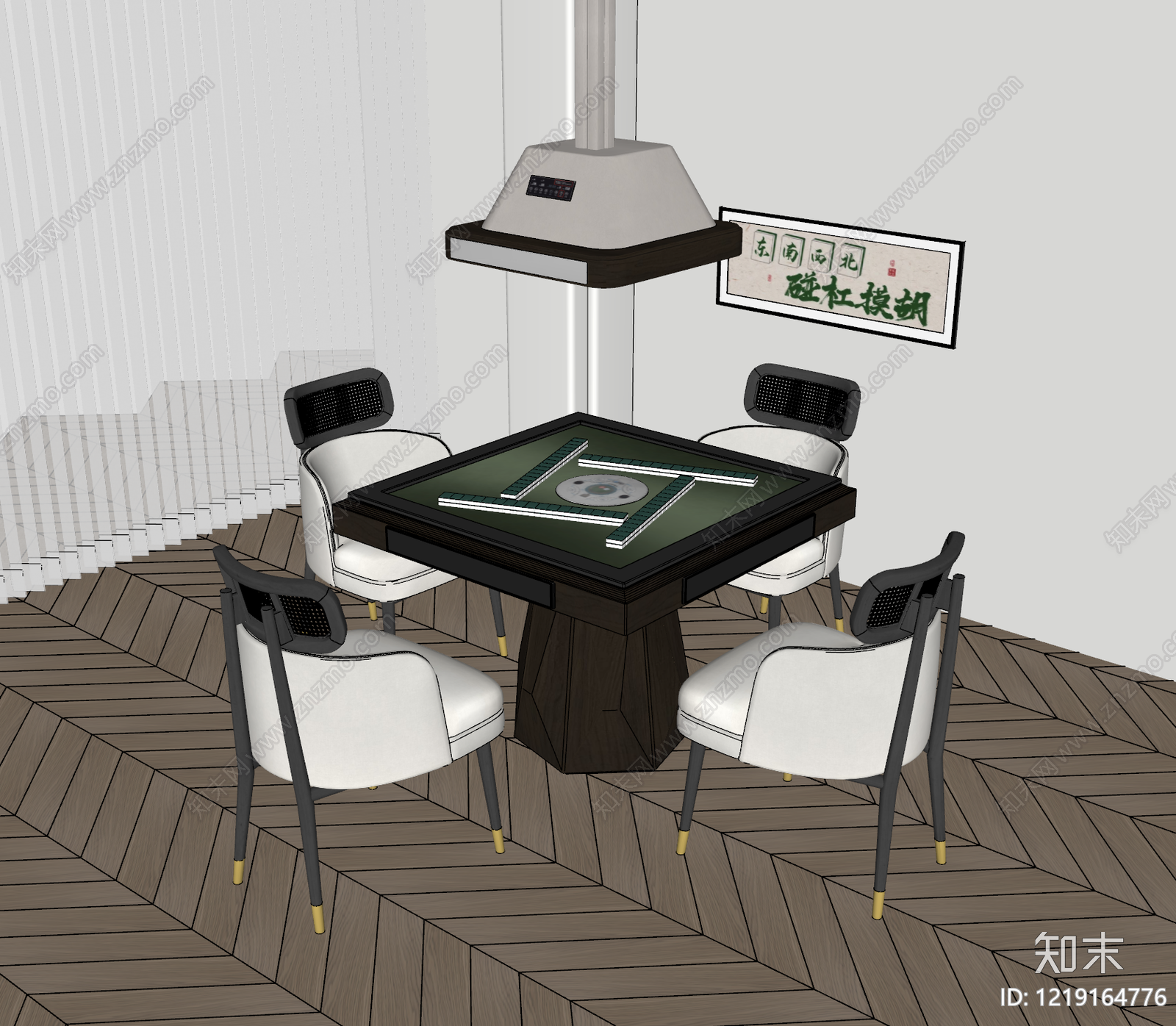 新中式棋牌室SU模型下载【ID:1219164776】