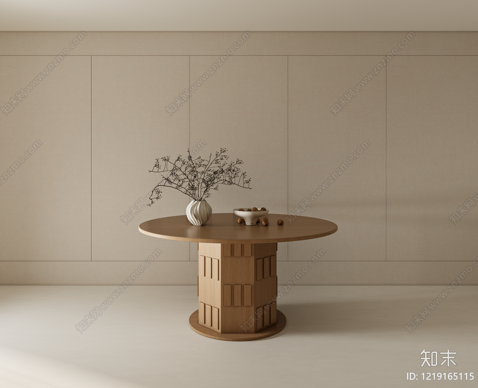 侘寂餐桌SU模型下载【ID:1219165115】