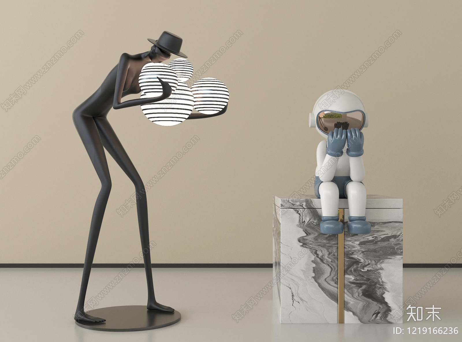 现代简约摆件组合3D模型下载【ID:1219166236】