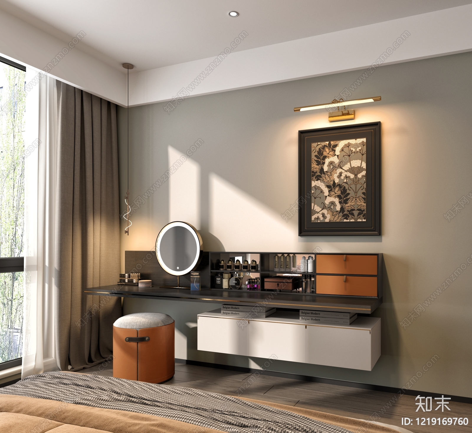 意式轻奢家居卧室3D模型下载【ID:1219169760】