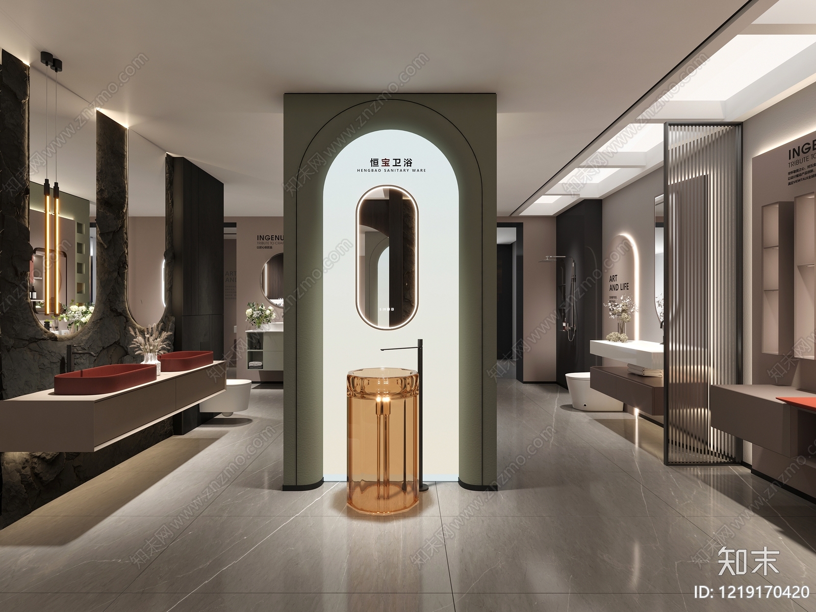 意式极简卫浴展厅3D模型渲染效果图