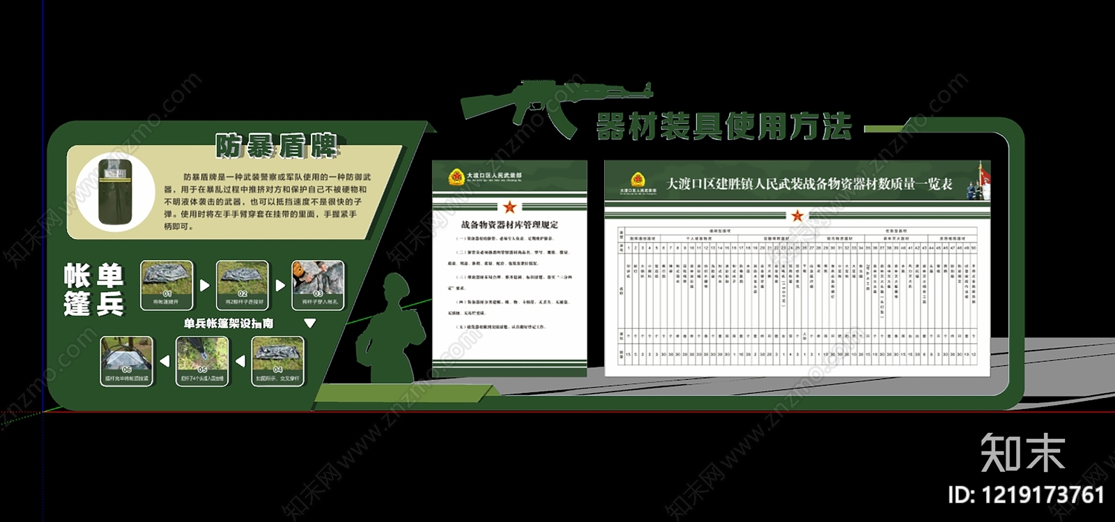 军事主题风格文化墙SU模型下载【ID:1219173761】