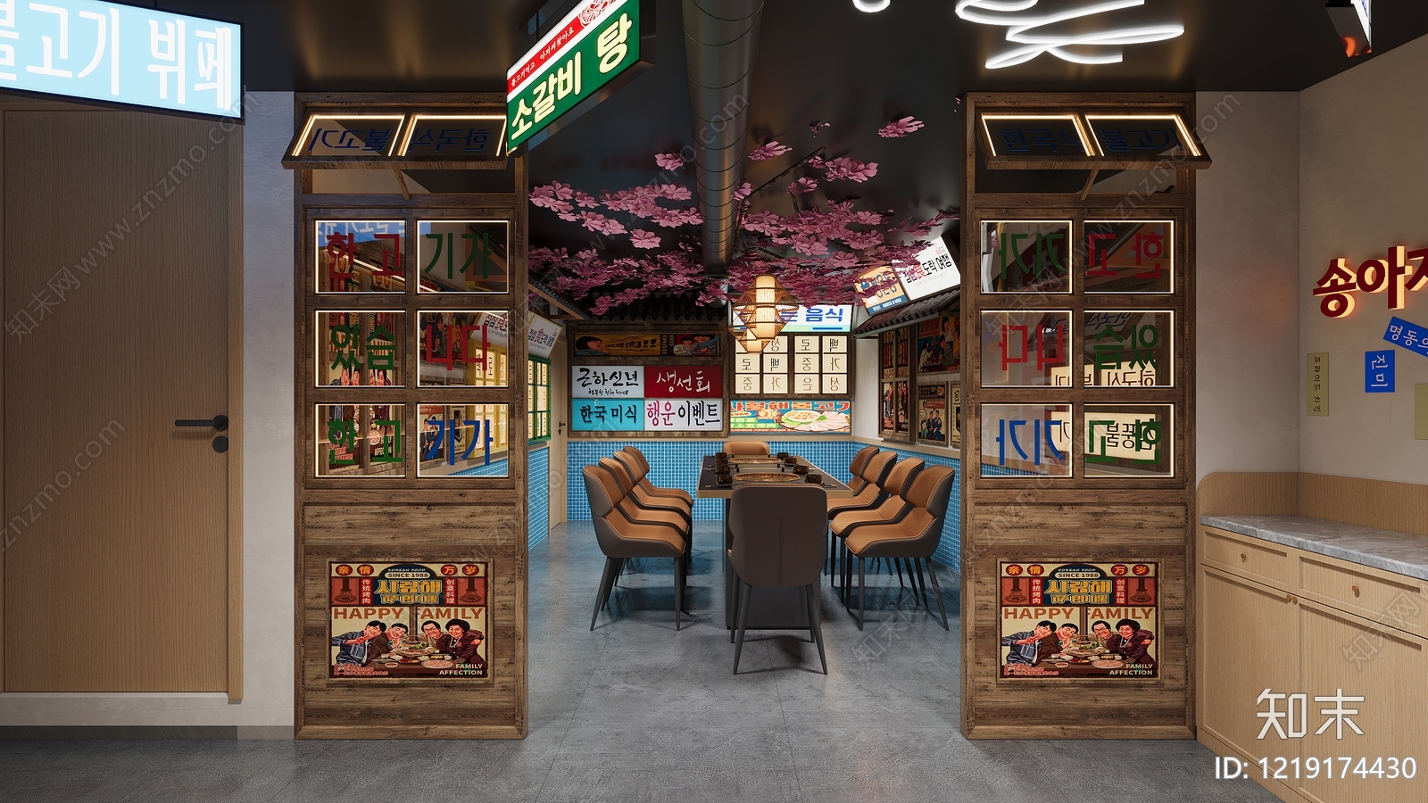 复古烤肉店3D模型渲染效果图