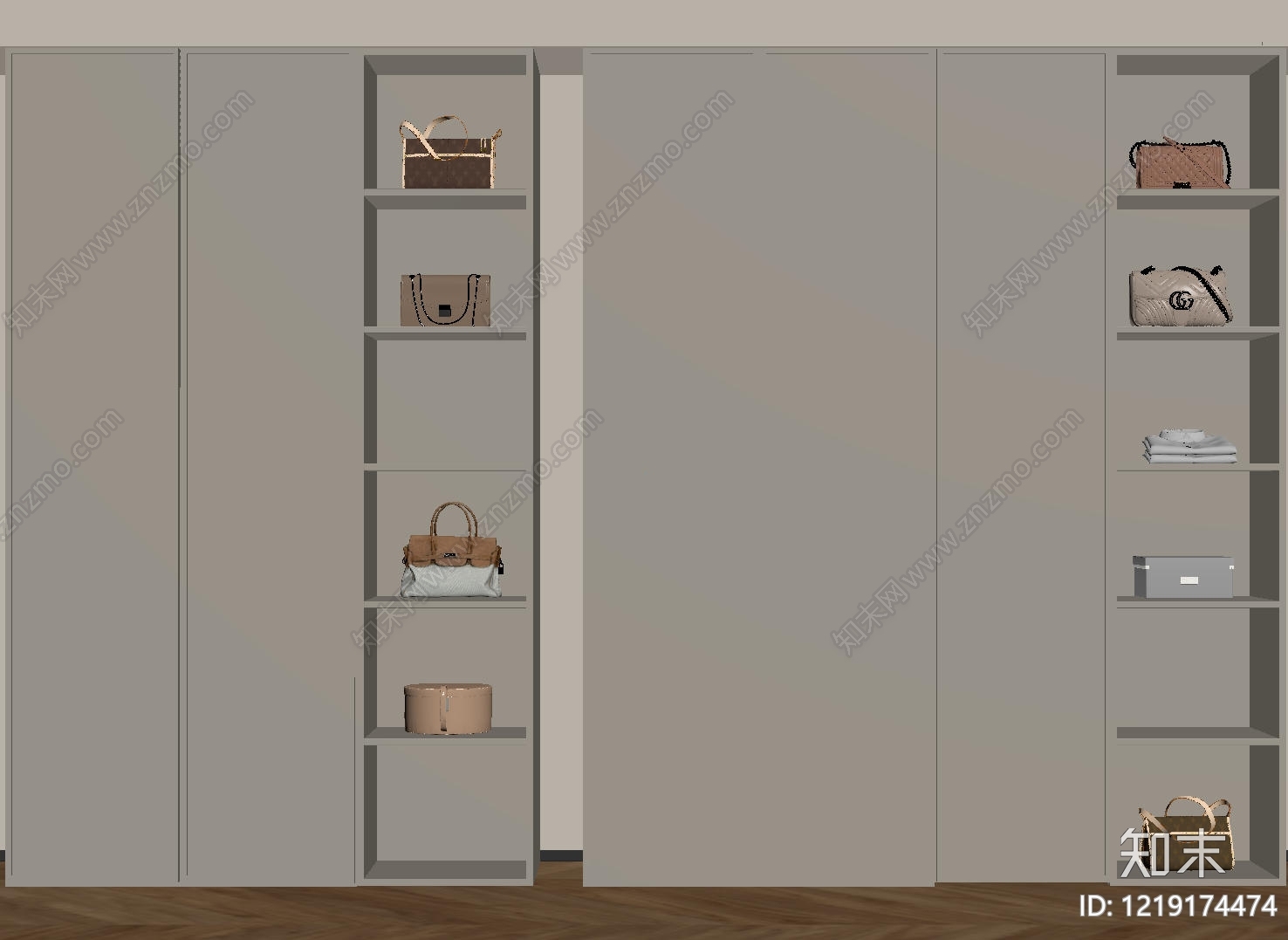 极简衣柜SU模型下载【ID:1219174474】