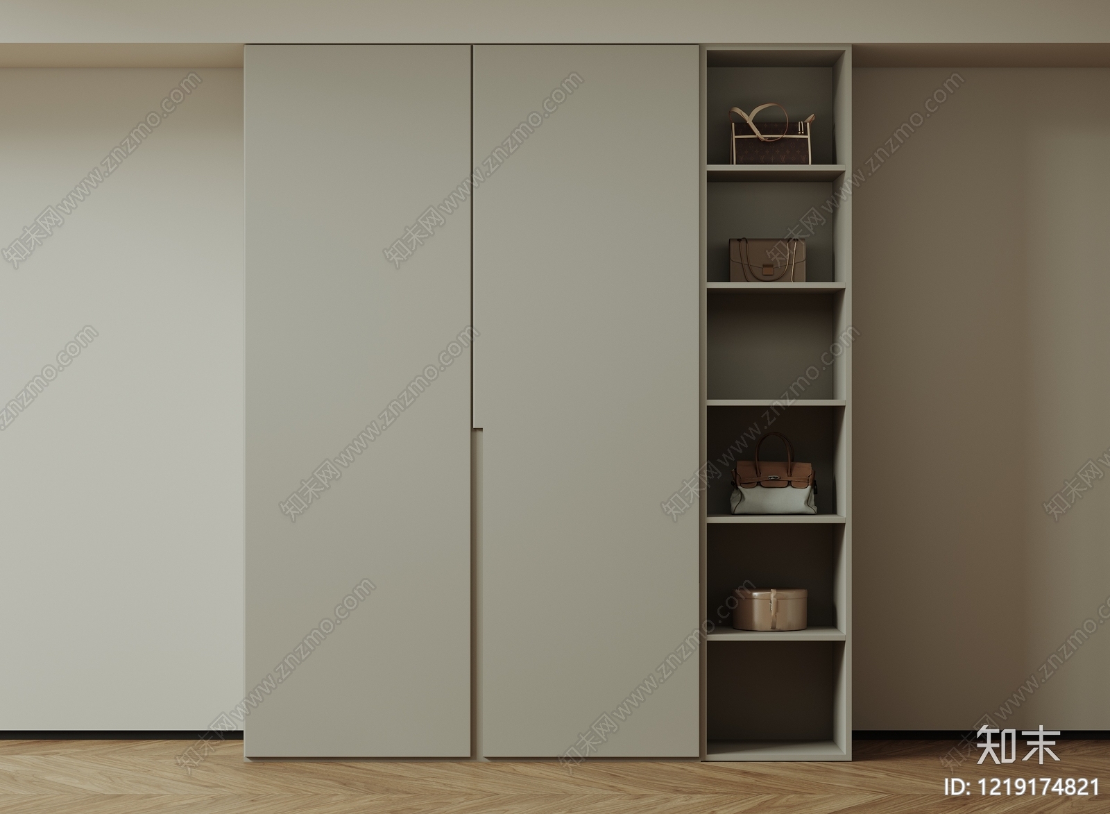 极简衣柜3D模型下载【ID:1219174821】
