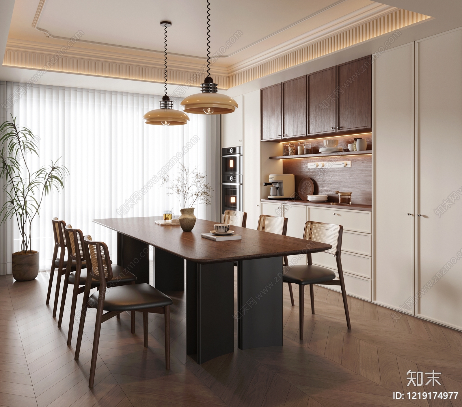 中古风家居餐厅3D模型下载【ID:1219174977】