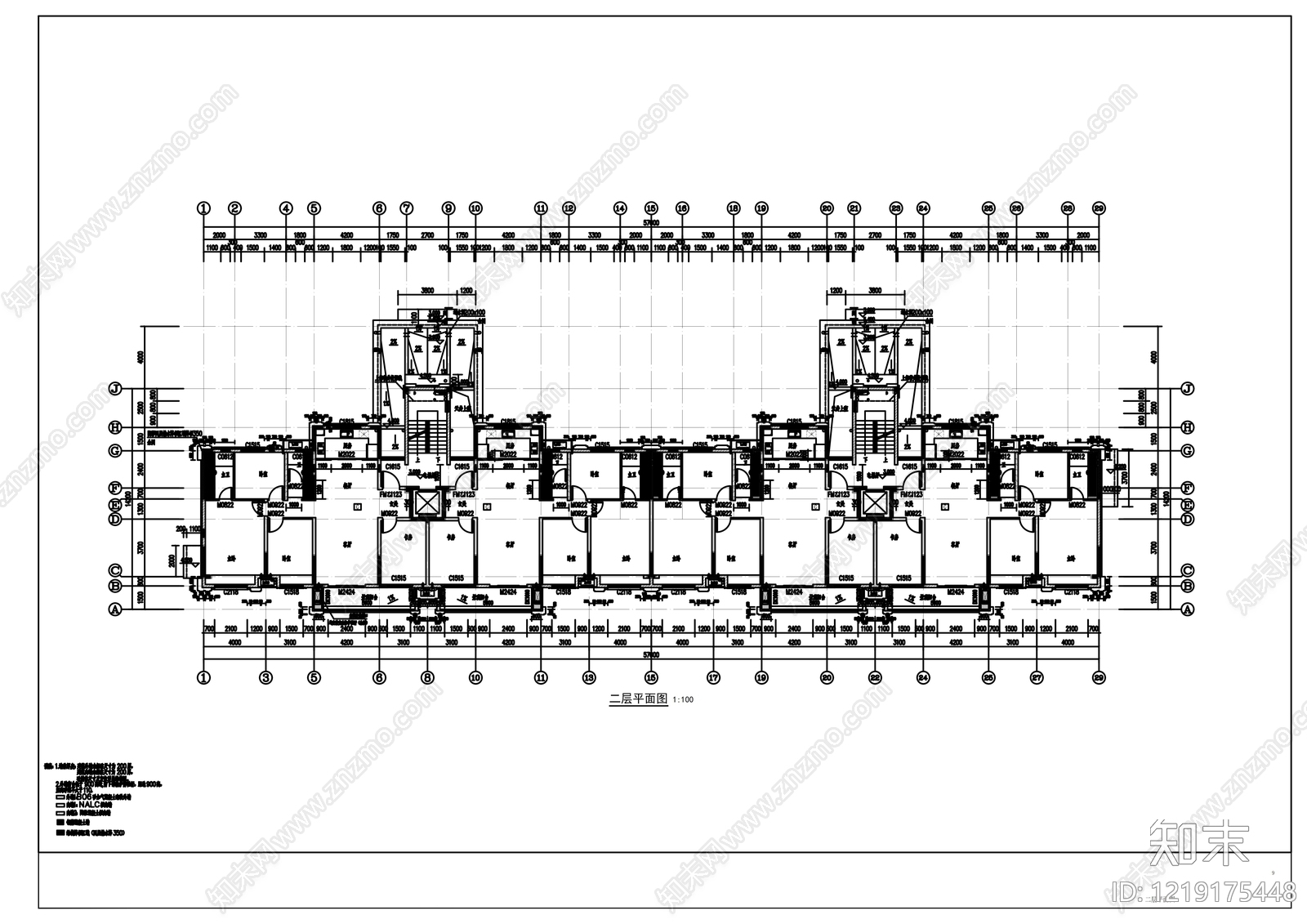 住宅楼建筑cad施工图下载【ID:1219175448】