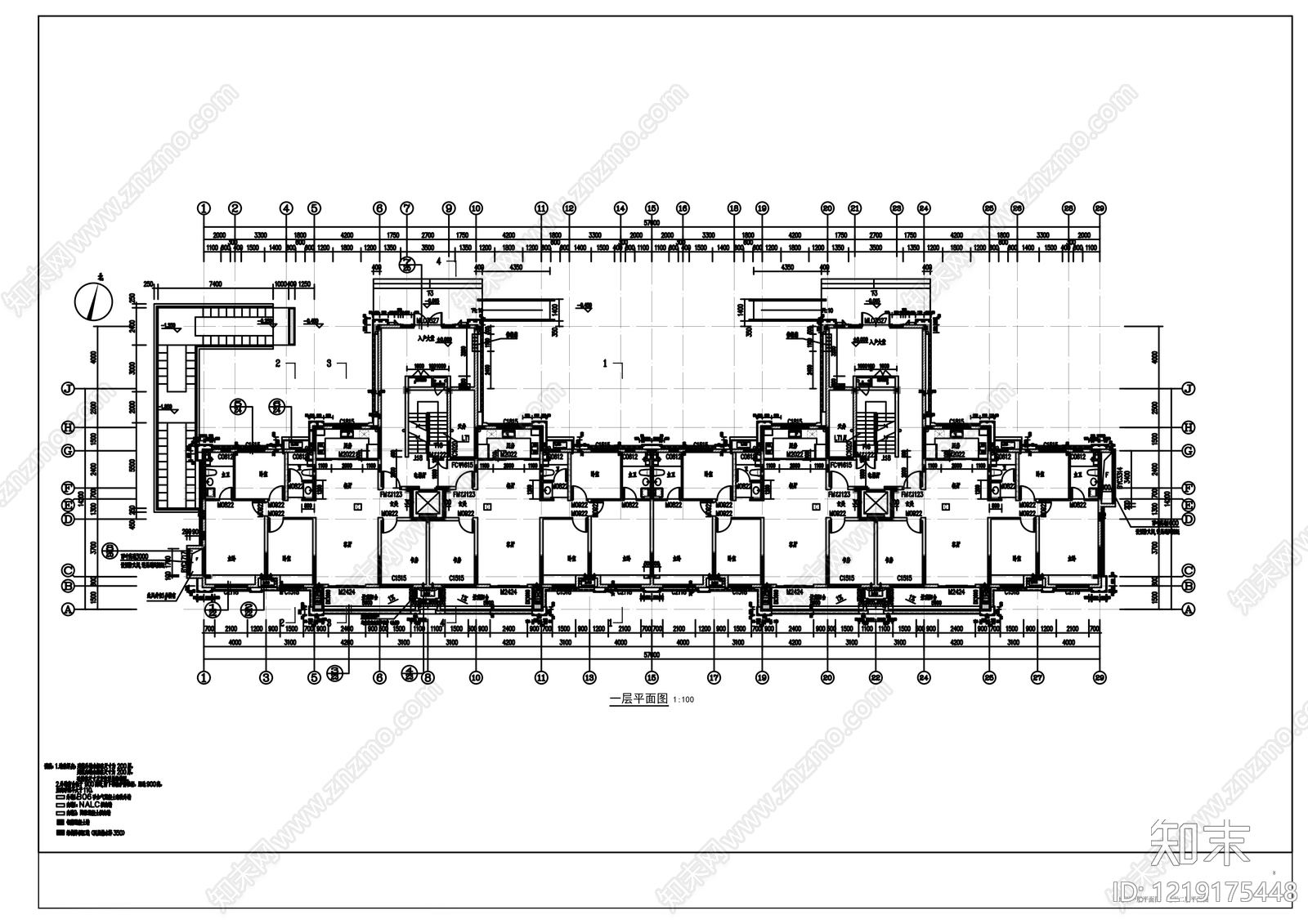 住宅楼建筑cad施工图下载【ID:1219175448】