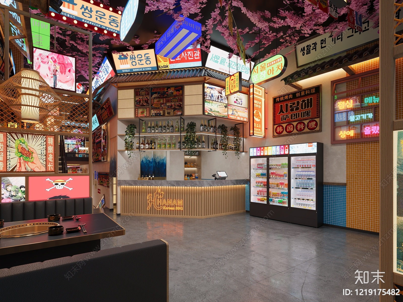 复古港风烤肉店3D模型渲染效果图