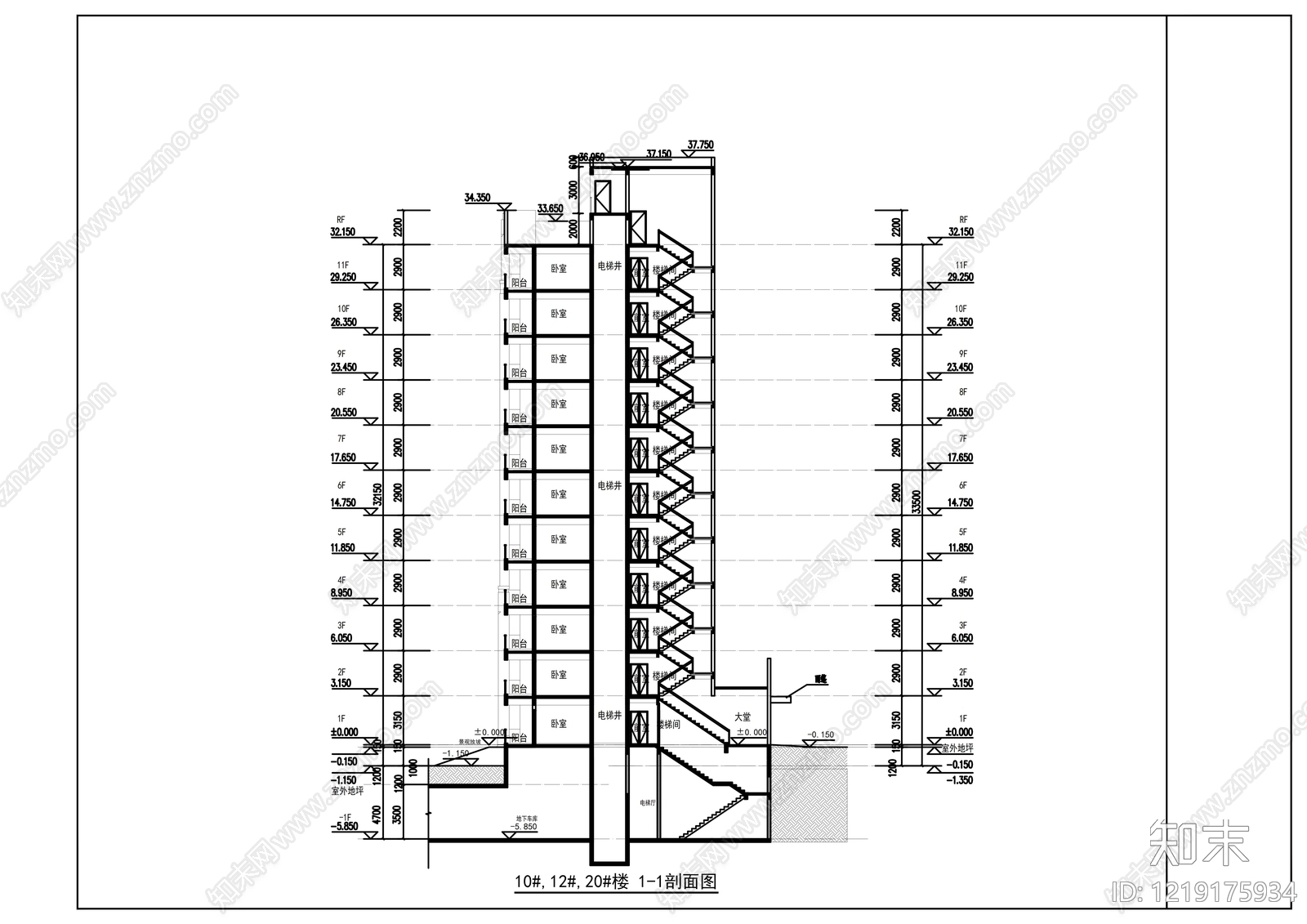 住宅楼建筑cad施工图下载【ID:1219175934】