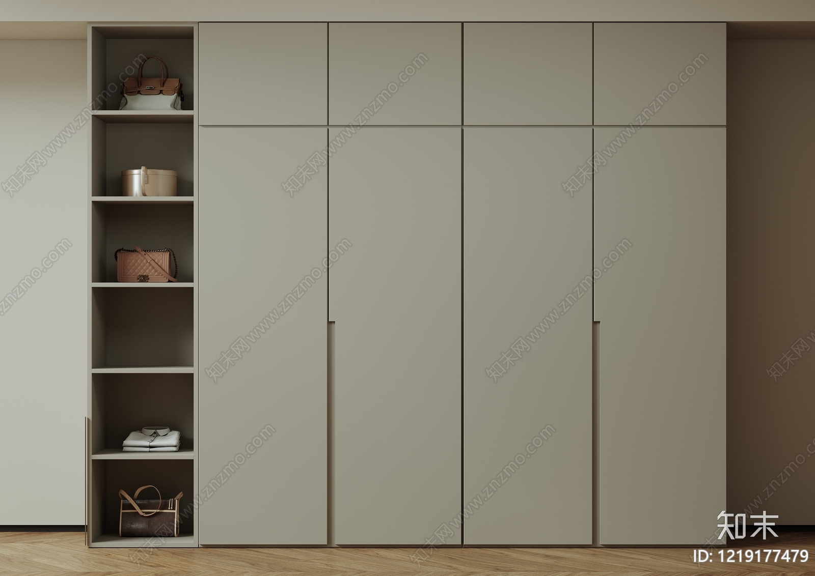 极简衣柜3D模型下载【ID:1219177479】
