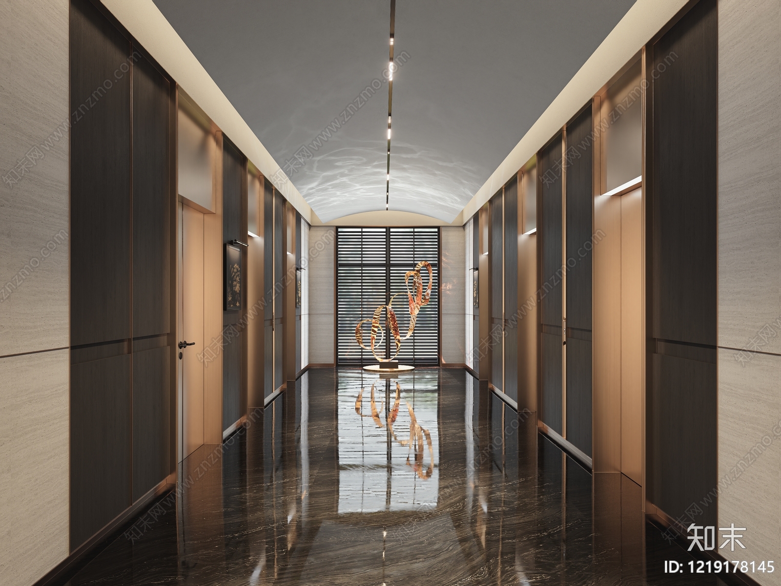 新中式酒店走廊SU模型下载【ID:1219178145】