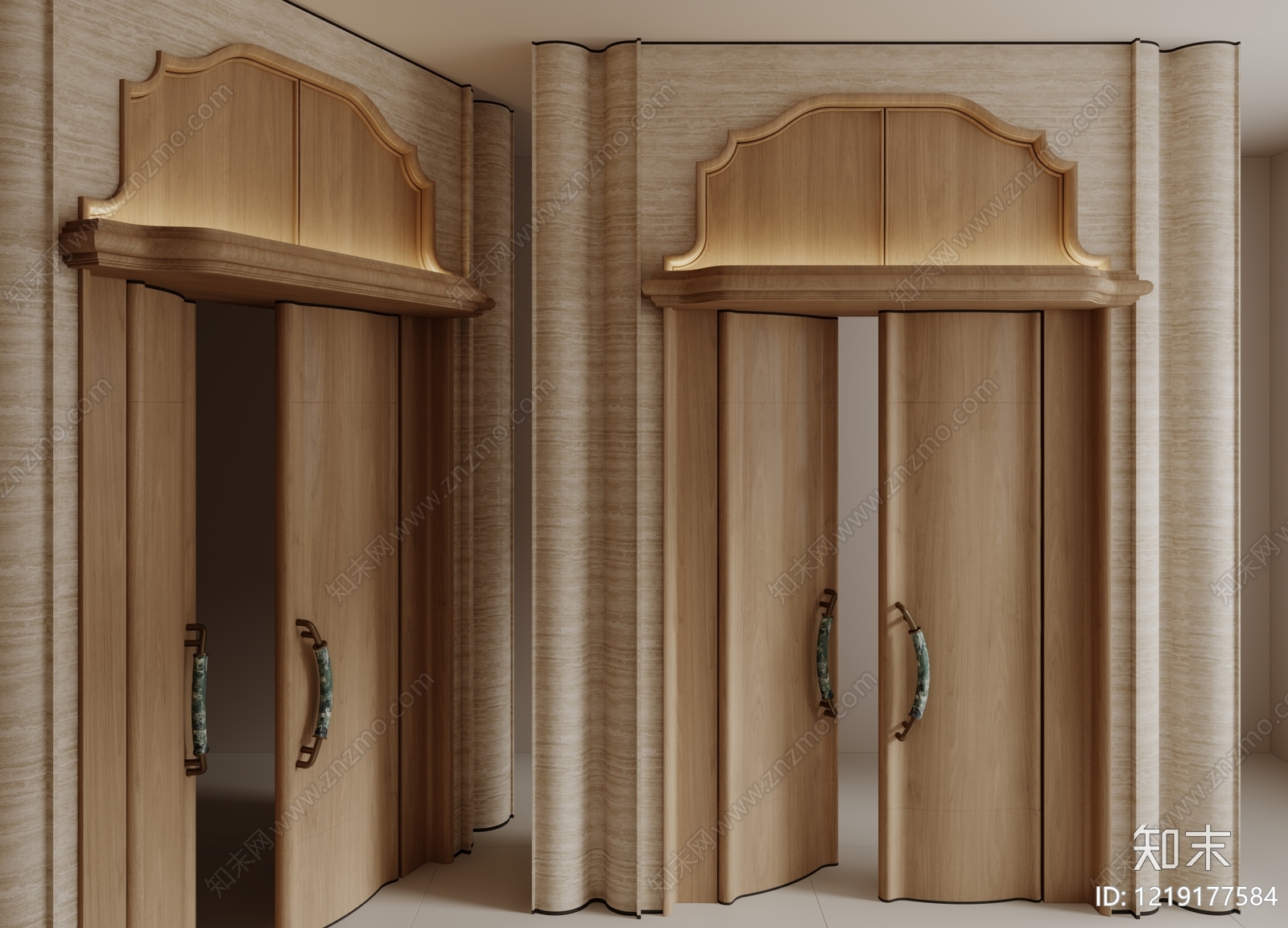 新中式双开门3D模型下载【ID:1219177584】