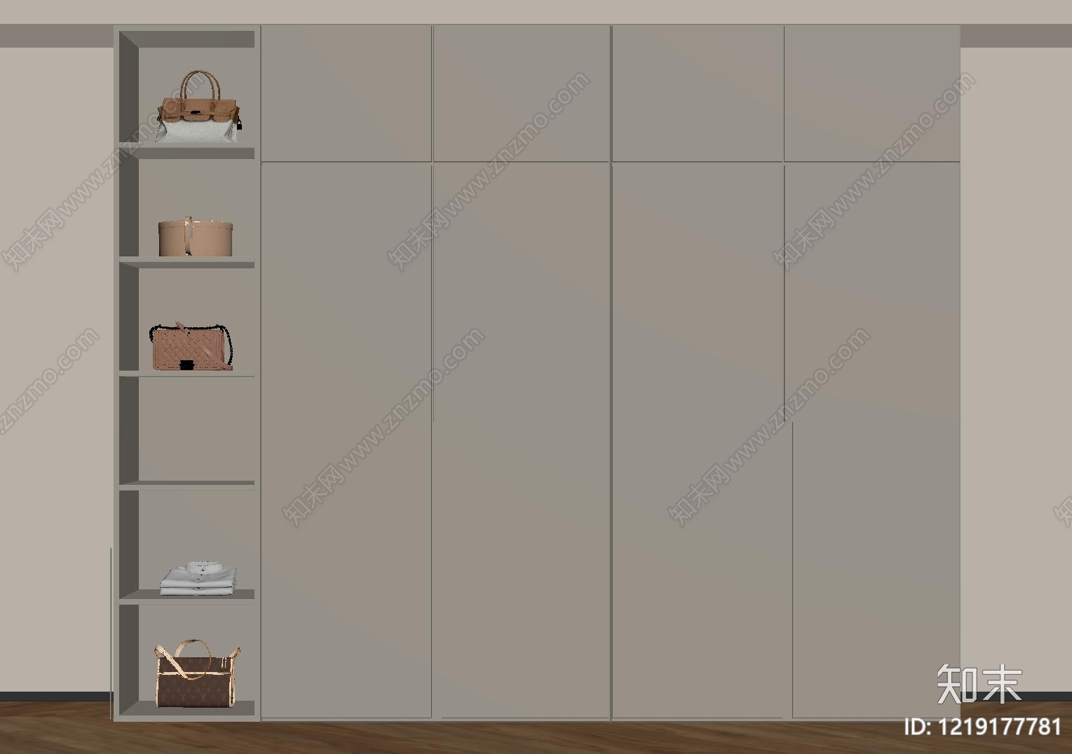极简衣柜SU模型下载【ID:1219177781】