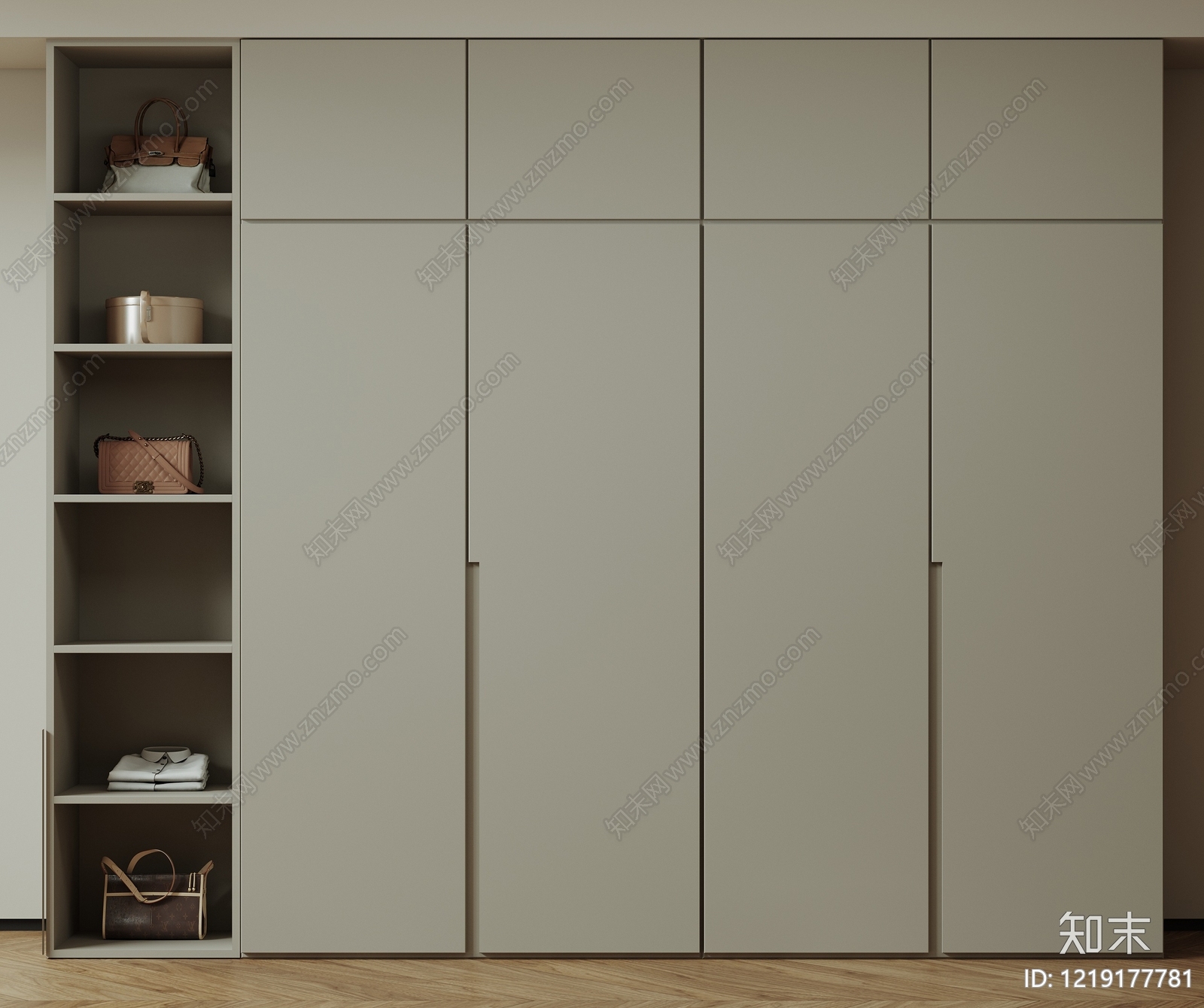 极简衣柜SU模型下载【ID:1219177781】