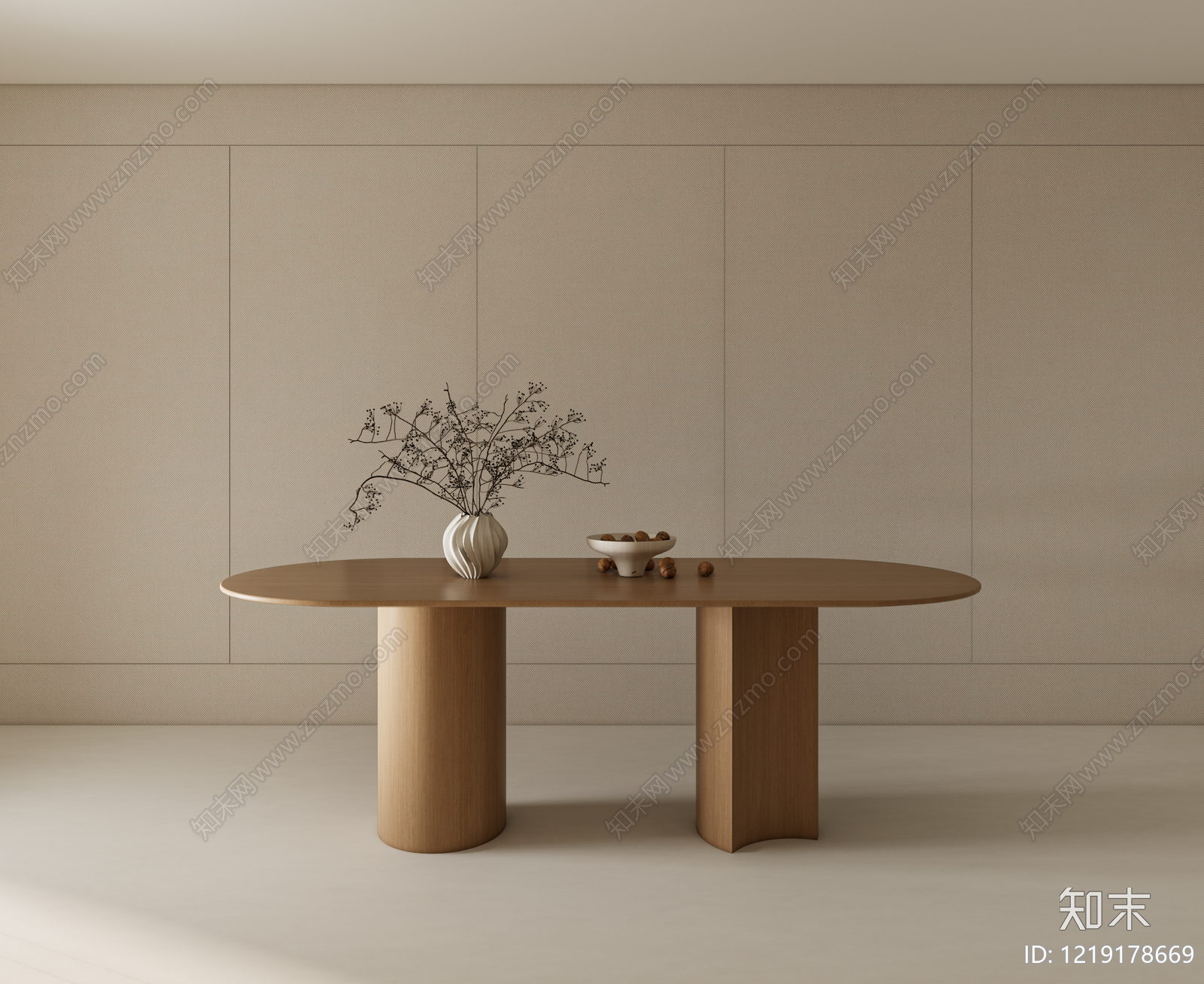 侘寂餐桌SU模型下载【ID:1219178669】