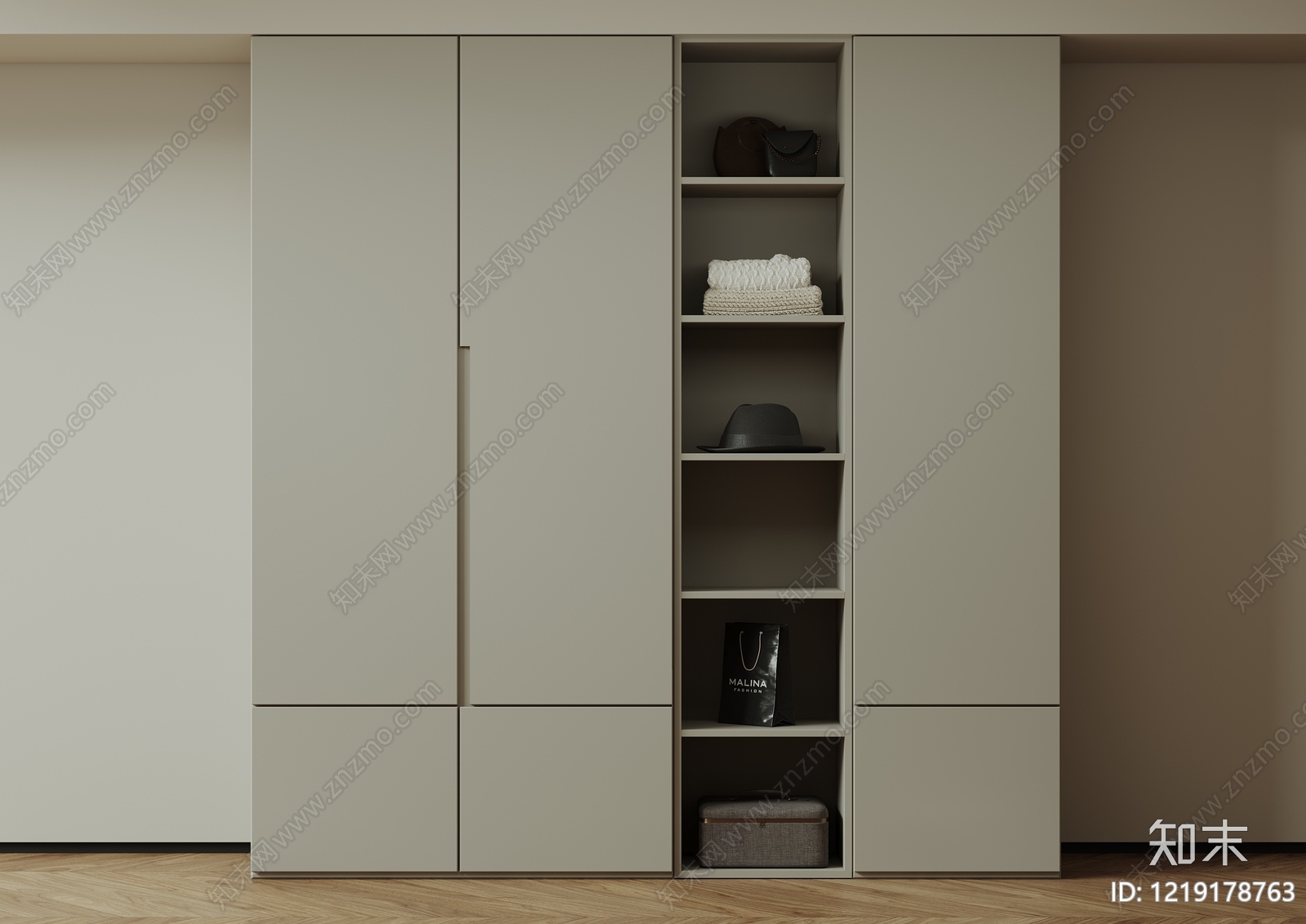 极简衣柜3D模型下载【ID:1219178763】