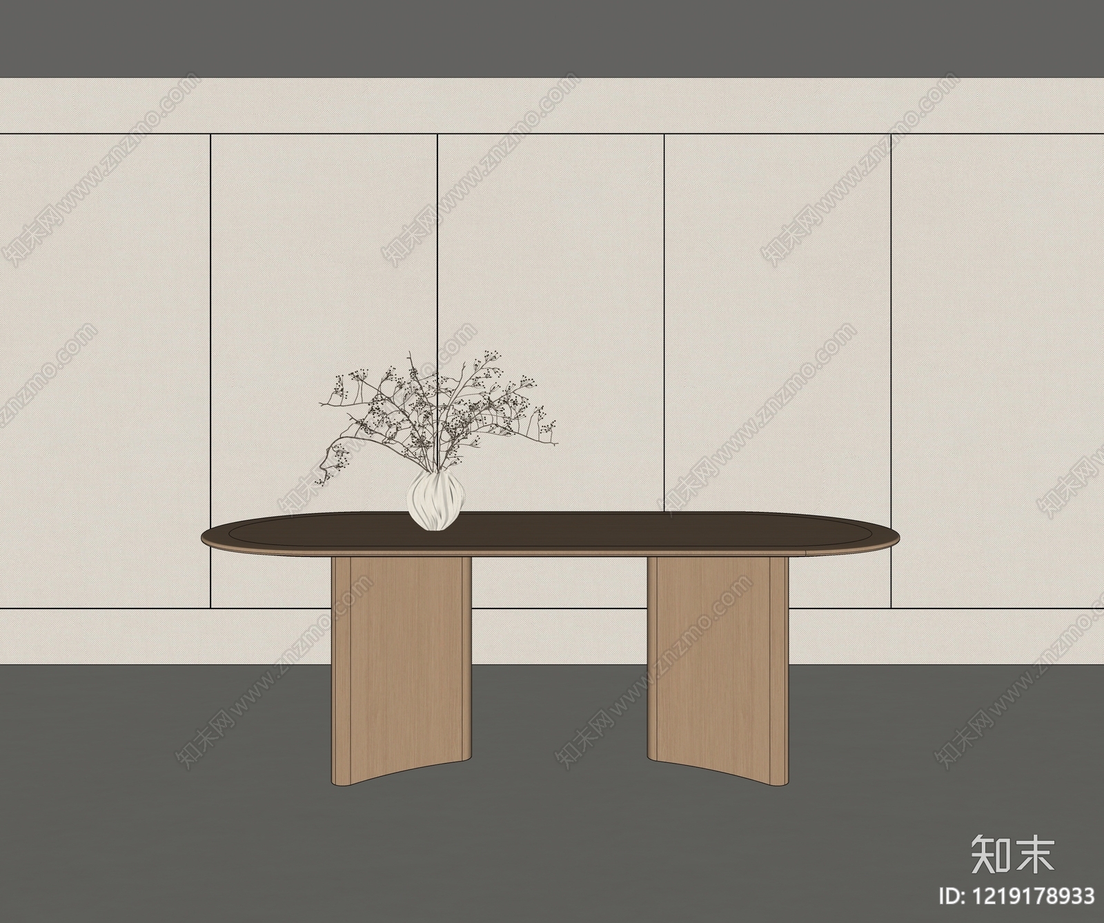 侘寂餐桌SU模型下载【ID:1219178933】