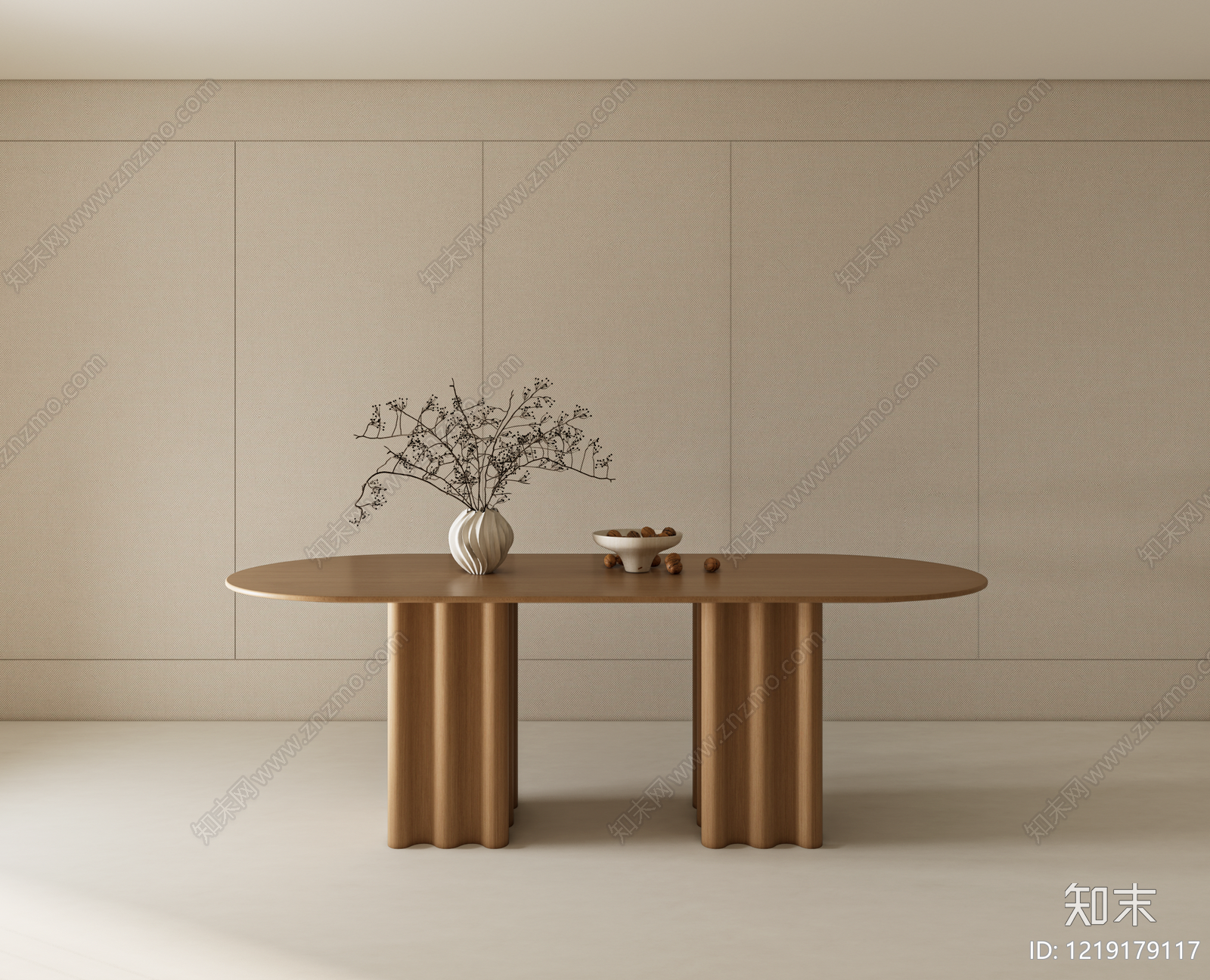 侘寂餐桌SU模型下载【ID:1219179117】