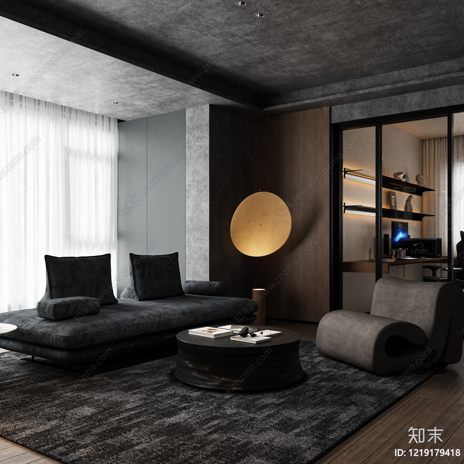 意式极简家居客厅3D模型下载【ID:1219179418】