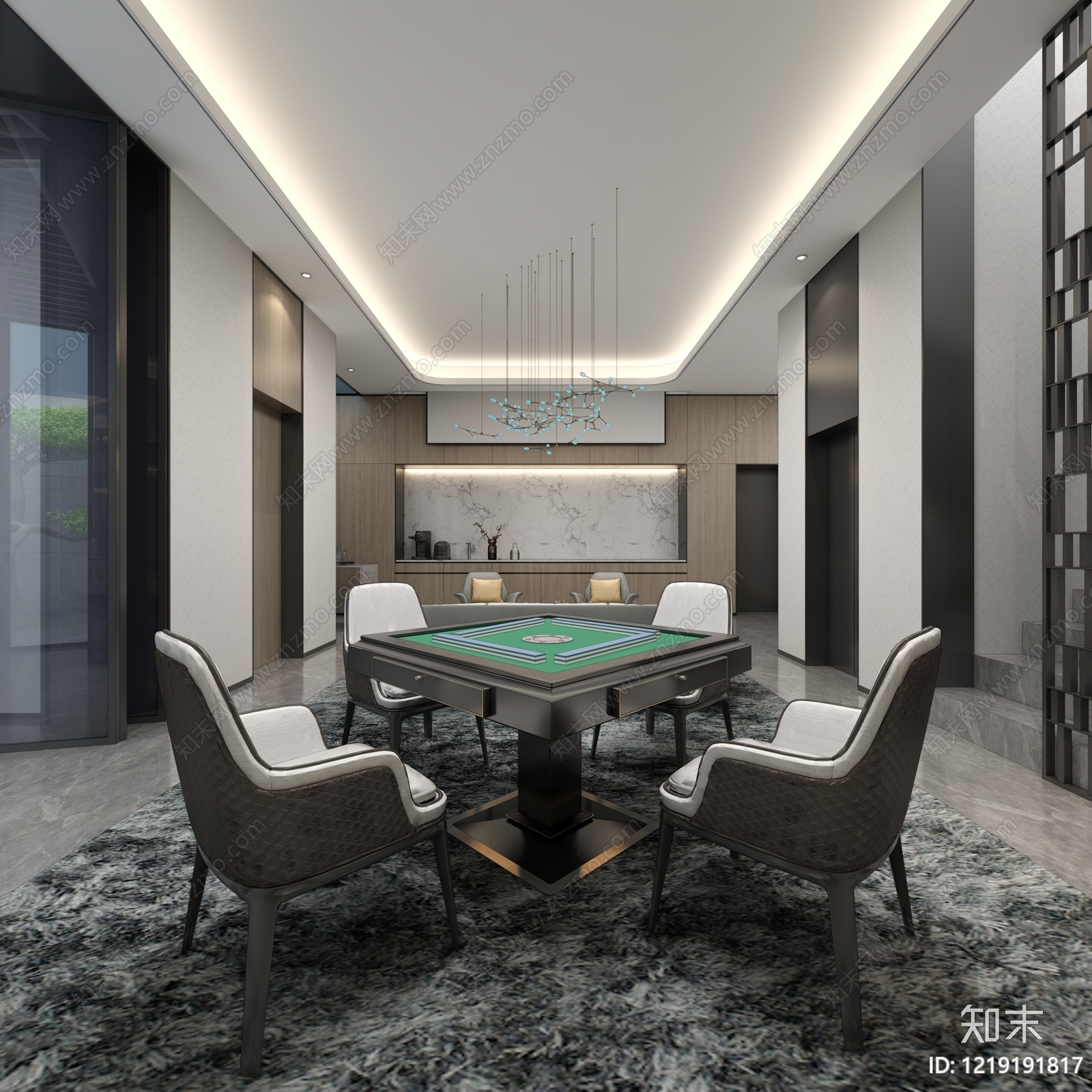 新中式别墅客厅3D模型下载【ID:1219191817】