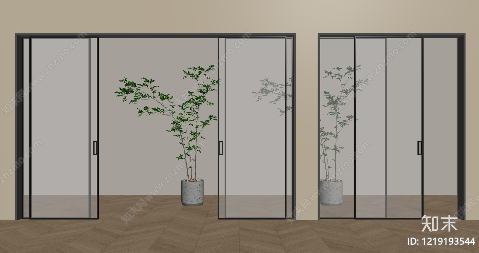 现代推拉门SU模型下载【ID:1219193544】