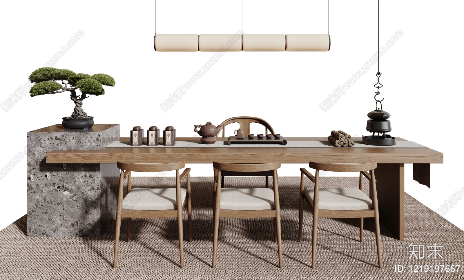新中式茶桌椅3D模型下载【ID:1219197667】