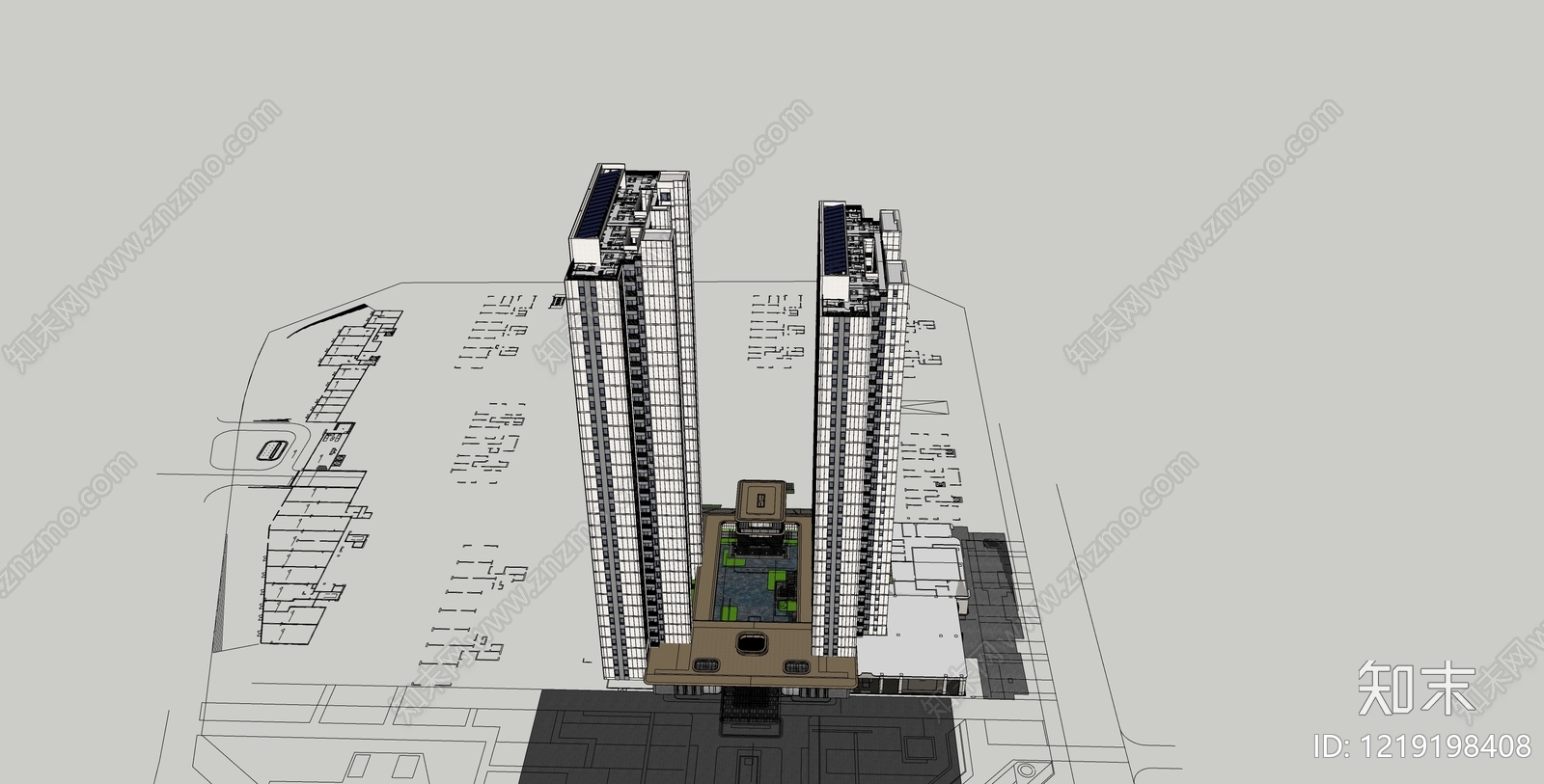 现代主义小区建筑SU模型下载【ID:1219198408】