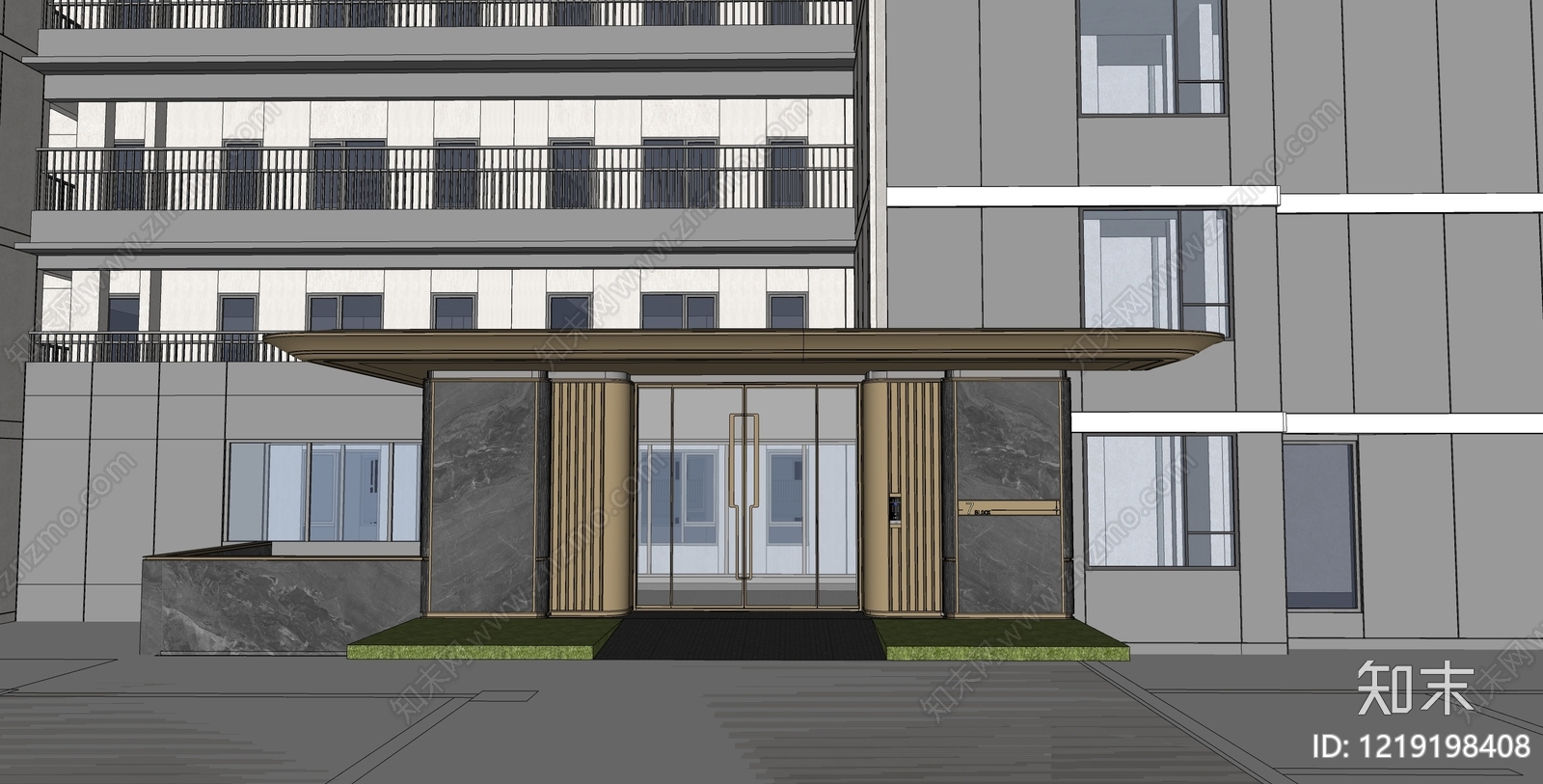 现代主义小区建筑SU模型下载【ID:1219198408】