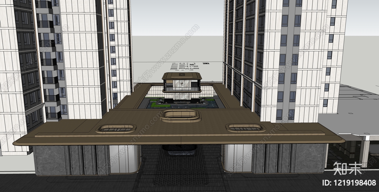 现代主义小区建筑SU模型下载【ID:1219198408】