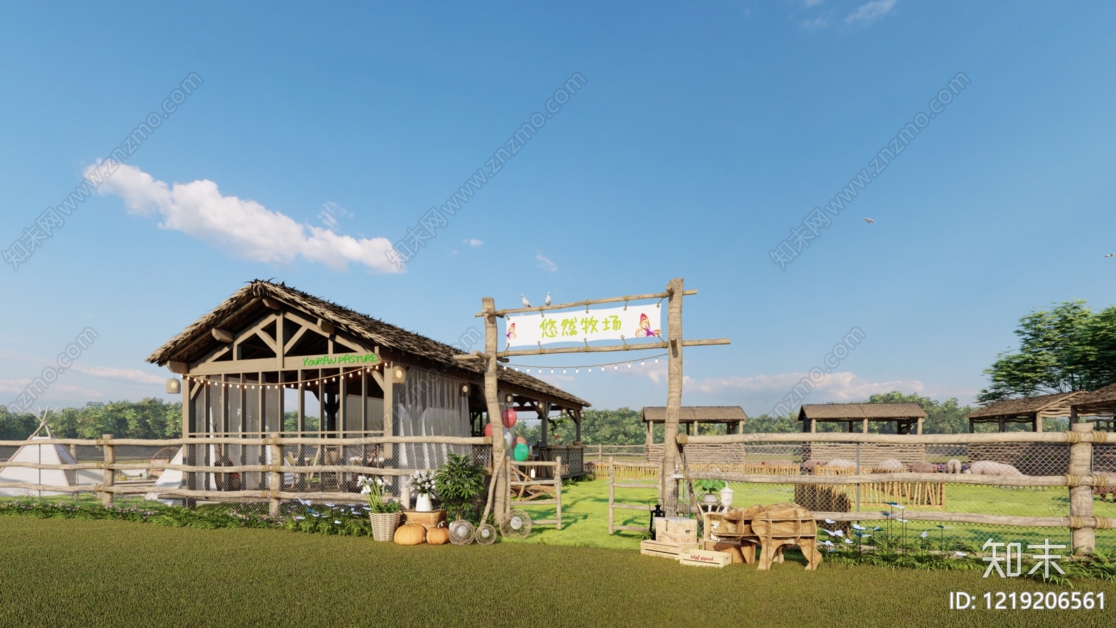 田园风文旅项目景观SU模型下载【ID:1219206561】