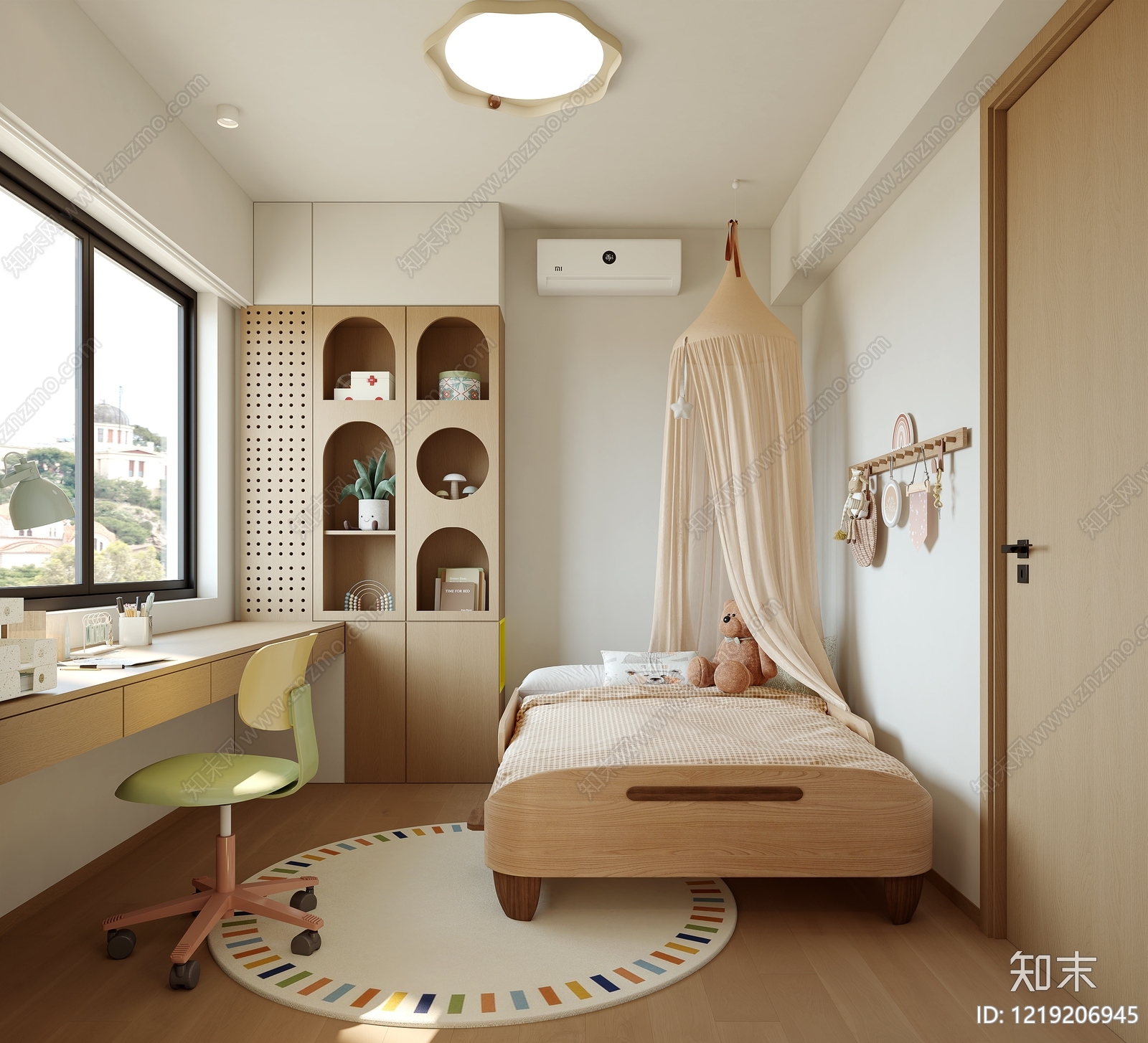 原木风通用儿童房SU模型下载【ID:1219206945】