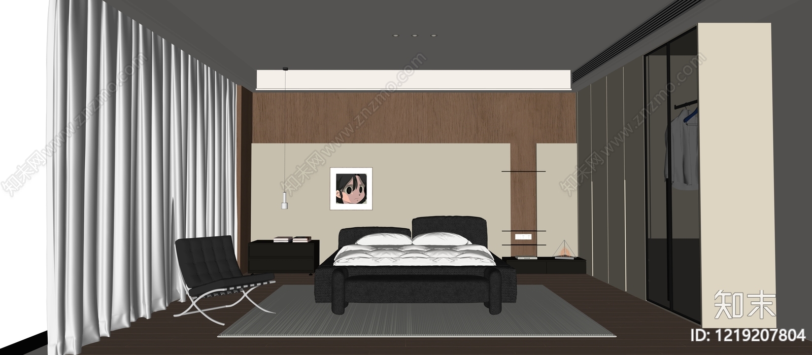 极简主卧3D模型下载【ID:1219207804】